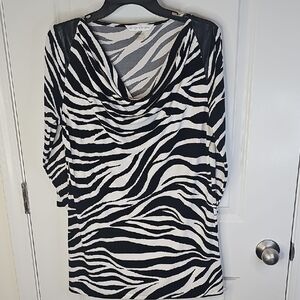 Peter Nygard Black and White Zebra Print Blouse Size M